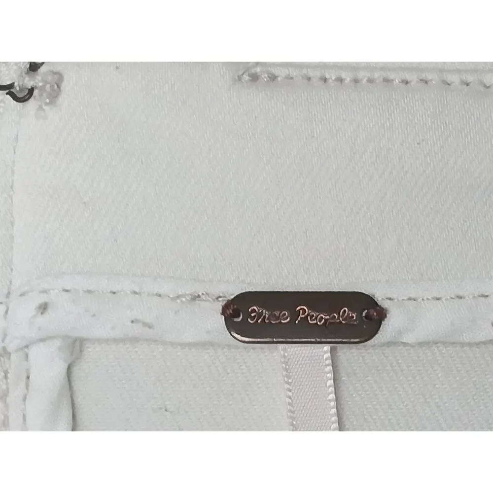 Free People White Mini Skirt Size 4 Casual High Rise Seam Detail Zip Back